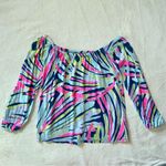 Lilly Pulitzer  Enna Off The Shoulder Top in Indigo Sea Dreamin size Small Photo 5