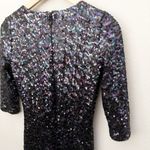 BB Dakota | Neva Black Purple Multi Sequin Mini Dress 3/4 Sleeve | Size Small Photo 6
