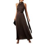 Sachin & Babi Halter Kayla Gown in Brown, Size US 10 Brown Photo 1