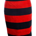 J.Crew Red & Navy Blue Pencil Skirt | Size 00 | Linen-Cotton Blend Photo 0