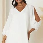 Lulus Women's White Shifting Dears Long Sleeve Mini Dress Size Medium Photo 0