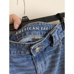 American Eagle  Women's Mini Skirt Low Rise Denim Fray Y2K Britney Blue Sz 10 Photo 4