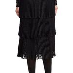 Akris Punto Dot Devore Midi Skirt Black Women’s Size 12 Tiered Pleated A-Line Photo 1