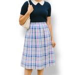 Vintage 80s Country Sophisticates Pendleton Pastel Plaid A Line Pleated Skirt 10 Blue Photo 8