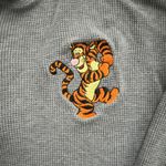 Vtg 90s The Disney Tigger Waffle Knit Henley Shirt Large Long Sleeve Gray Photo 1