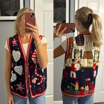 Vintage Eagles Eye 4th Of July / America Vintage Sweater Vest Size L Photo 1