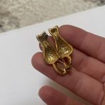 Anne Klein Signed AK - Kitty Cat Couple Two Tone Rhinestone Brooch Pin  - 2 Cats Photo 4