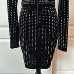 Windsor  BLACK VELVET STUDDED V NECK WRAP LONG SLEEVE DRESS Photo 2