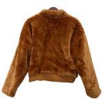 Free People $168 Faux Fur Furry Bomber Jacket Terracotta Golden Brown Size S Photo 4