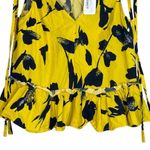 Jason Wu RTR Floral Sleeveless RuffleV Neck Top Tie Straps 10 Yellow Navy Blue Photo 3