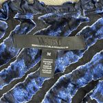 White House | Black Market White House Black Market Blouse Zebra Ruffle Neck Sheer Lined Top Blue Black M Photo 6