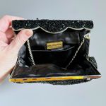 La Regale  Scalloped Black Beaded Ornate Evening Clutch Purse, Crossbody Chain Photo 3