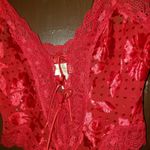 Victoria's Secret Vintage gold label red velvet flower teddy small Photo 3