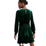 Twist Front Velvet Mini‎ Dress M Dark Green Keyhole Neck Long Sleeve Size M Photo 2