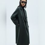 Mango wool coat oversized charcoal long handmade lapel vneck collar pockets Photo 3