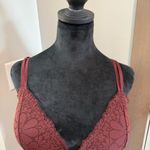 Aerie Maroon Red Lace Bra Bralette Padded Adjustable Ruffle 38DD Photo 3
