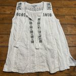 Lucky Brand White Tank Top With Drawstring Size Medium Tank Top Flowers Photo 0