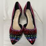 Jessica Simpson Preppi Black and Rainbow Rhinestone Stiletto Heels Photo 2