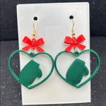 Heart Mitten Christmas Earrings with Red Bow 🎄✨ Photo 1