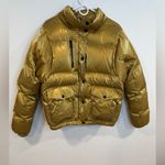 Blanc Noir Gold Metallic Puffer Jacket Size M EUC Missing Hood Size M Photo 4