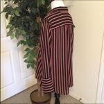 Anthropologie Pleione Black & Burgundy Striped Pullover Casual Career Blouse M Photo 3