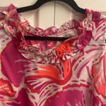 Southern Frock  Pink Bold Floral Ruffle Sleeveless Top Preppy Palm Beach Bright Photo 1