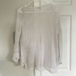 J. Jill Crochet Sweater Womens XS Linen Blend Beachy Coastal Boho Coquette Swim White Photo 6