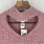 Planet Gold  Mauve Pink Soft Fluffy Cutout V Neck Long Sleeve‎ Sweater Photo 1