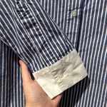 Old Navy Navy and White Striped Button Down Shirt Photo 2