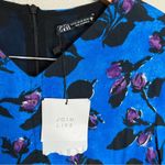 ZARA blue floral ruched long sleeve mini dress NEW XS Photo 4