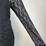 Vicky Tiel Womens Long Sheer Lace Sleeve Ruched Column Gown XL Long Dress Black Photo 2