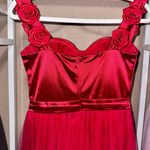 Boutique Red satin and mesh maxi prom dress  Photo 5