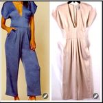 Blue Life Planet Blue/ 🌎 jumpsuit cream wide leg Size S NWOT Photo 1