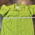 Blair  Women’s Green Swirl Button Down Three Quarter Sleeve Blouse Photo 4