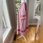 Bechamel Burgundy Red White Stripe Cottagecore Floral Cotton House Dress Medium Photo 2