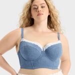Colsie Denim Blue Bralette with White Lace Size XL Photo 0