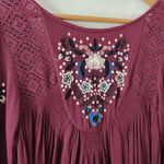 Free People  Womens Mohave Embroidered Maroon Red Mini Dress Boho Size Small Photo 4