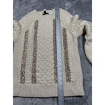 J.Crew  Sweater Womens XXS Ivory‎ Cable Knit Metallic Sequin Pullover Wool Blend Photo 8