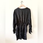 ZARA NWT Long Sleeve Blouson Faux Wrap Dress in Black Size L Photo 4