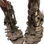 C Comfort Beige Sand Colored Zip Up / Fringe Detailed Wedges Size 10M Photo 0