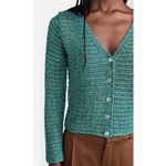 Vince Marled Crochet Knit Cardigan Teal Cotton Chic TV Chicago Fire Size M Photo 7