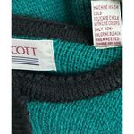 Karen Scott VTG Women Medium Button Down Green Cardigan Black Trim Office Formal Photo 4