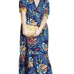 Tabitha Brown Target Size 0 Dress Maxi Mixed Floral Polka Dot Print Puff Sleeve Blue Photo 1