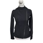 Lululemon Bust A Move Jacket Black Peplum Hooded Women’s Size 4 Reflective Zip Photo 1