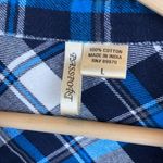 Passport Blue Black & White Long Sleeve Plaid Button Up Shirt Top L Size L Photo 3