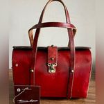 Etienne Aigner Vintage ‘Antic Red’ Leather Turnlock Satchel with Original Tags Photo 0