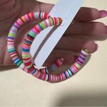 Colorful Bright Rainbow Hoop Earrings Summer Candy Boutique Beach Tropical Red Photo 1