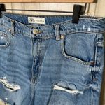 ZARA The 90s Bermuda Denim Distressed Raw Hem Jean Shorts Womens Size 10 Photo 2