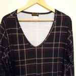 Forbidden Society Plaid V-Neck Pullover Top-Size XL-Long Sleeve-Academia-Grunge Photo 1