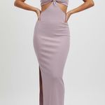 FORE Lilac Cutout Midi Dress, Ribbed Bodycon Dress, Sleeveless XS Purple Photo 9